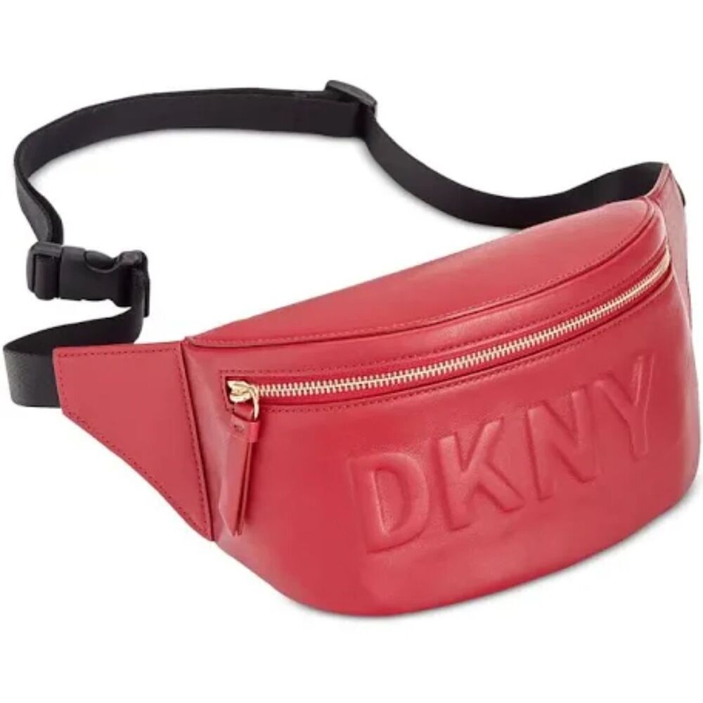 DKNY Tilly logo fanny belt pack pink faux leather